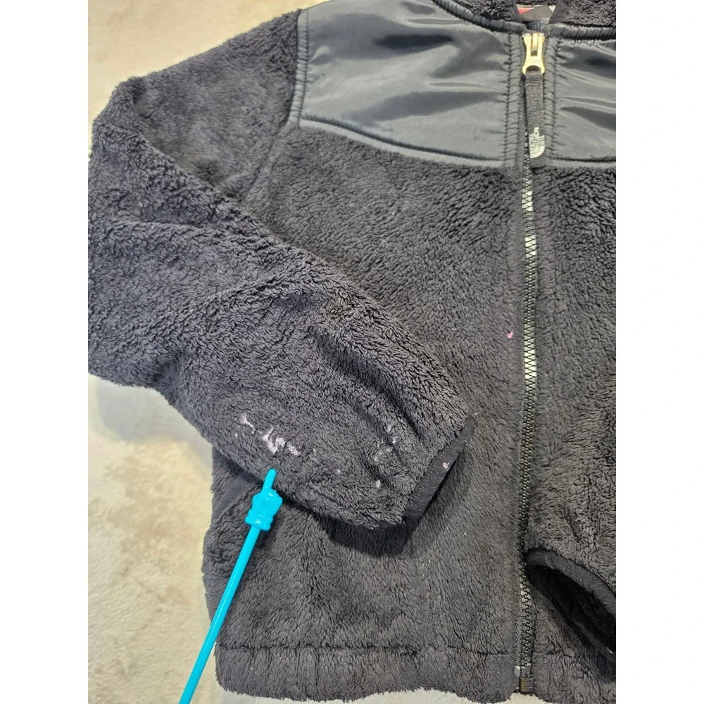 The North Face Boys Chimborazo Full Zip Hooded Fleece Jacket Black Flaw Sz 6